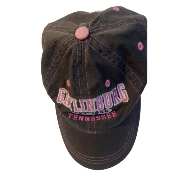J. America Accessories - J America Ball Cap Womens Gray Pink Gatlinburg Tennessee Hat Adjustable Strap